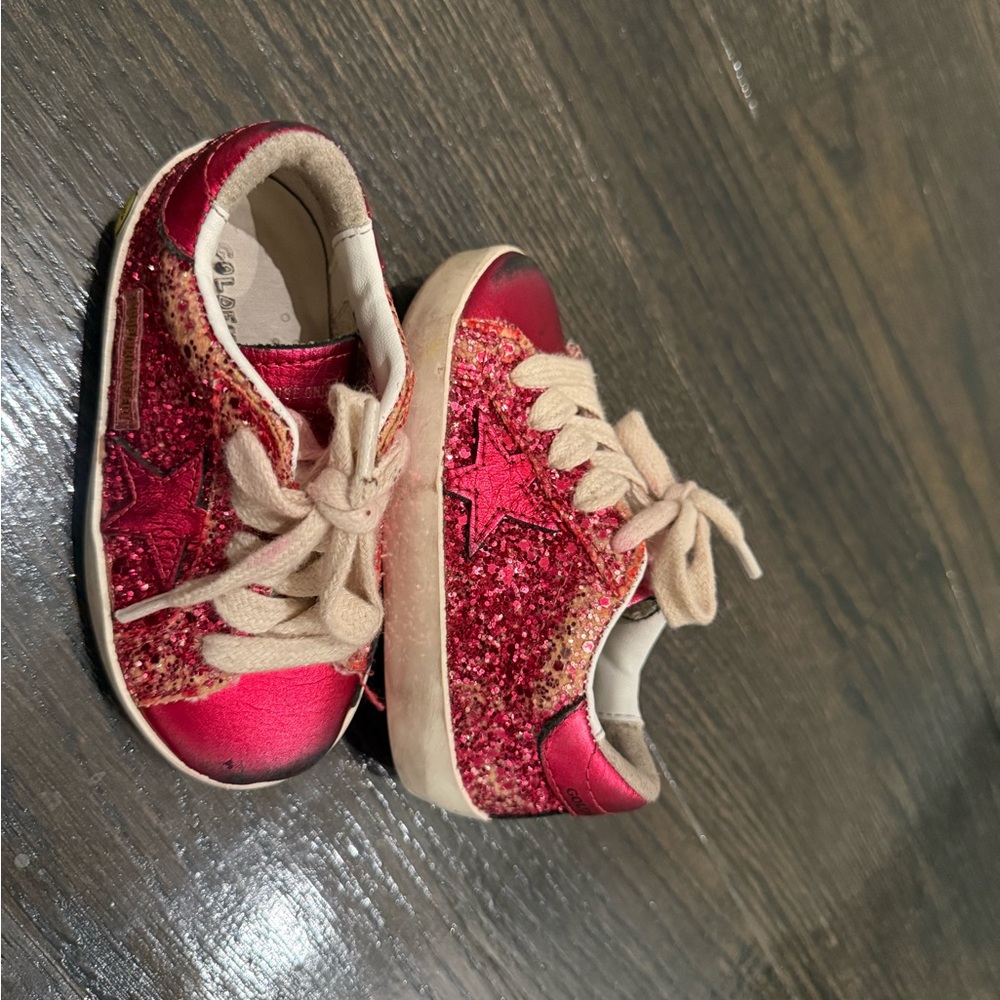 Golden Goose Red Glitter Kids Sneakers